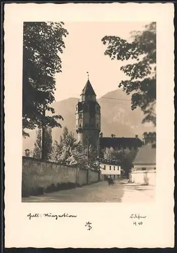 Foto-AK Adalbert Defner: Bad Hall, Blick zum Münzerturm