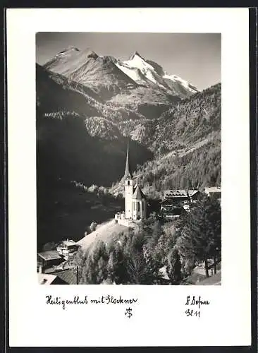 Foto-AK Adalbert Defner: Heiligenblut, Blick gegen den Glockner