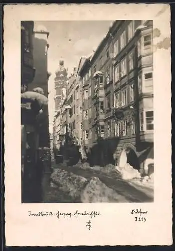 Foto-AK Adalbert Defner: Innsbruck, Herzog Friedrich-Strasse im Schnee