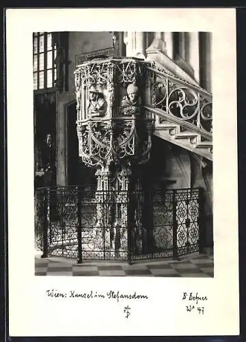 Foto-AK Adalbert Defner: Wien, Kanzel im Stefansdom