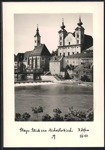 Foto-AK Adalbert Defner: Steyr, Blick zur Michaelerkirche