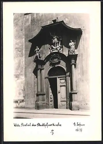 Foto-AK Adalbert Defner: Wels, Portal der Stadtpfarrkirche