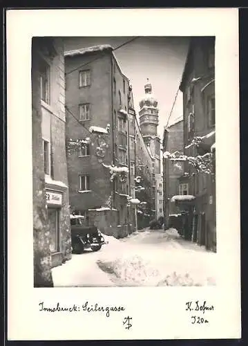 Foto-AK Adalbert Defner: Innsbruck, Seilergasse im Schnee
