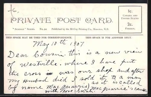 AK Westville /N.S., M. Quarries Corner with tramway, High School