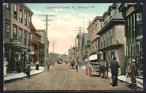 AK Sydney, C.B., Commercial Street North, Strassenbahn