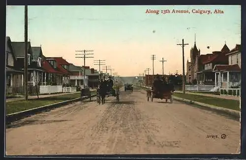 AK Calgary /Alta., Along 13th Avenue, automobiles and coach