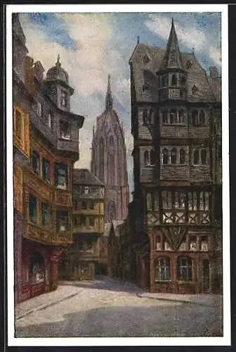 Künstler-AK Bernhard Liebig: Alter Markt mit Domblick in Frankfurt a. M.