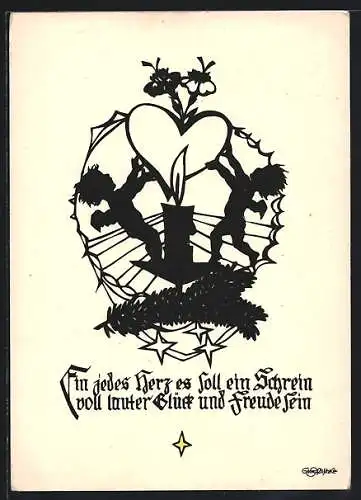 Künstler-AK Georg Plischke: Zwei Engel mit Herz und Kerze