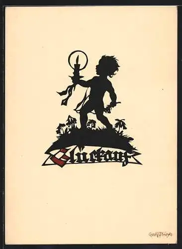 Künstler-AK Georg Plischke: Elfe mit Blumen und Kerze