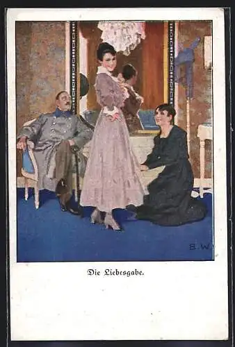Künstler-AK Brynolf Wennerberg: Die Liebesgabe, ein Kleid für sie
