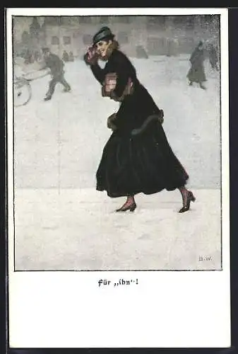 Künstler-AK Brynolf Wennerberg: Für ihn! - elegant gekleidete Frau