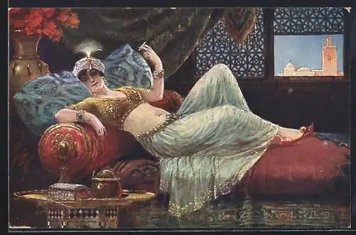 Künstler-AK Camil Vladislav Muttich: Dame aus einem Harem