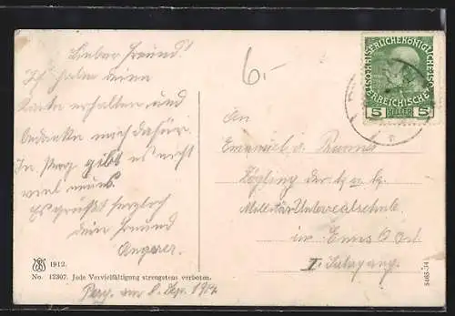 AK Perg, Generalansicht mit Kirche