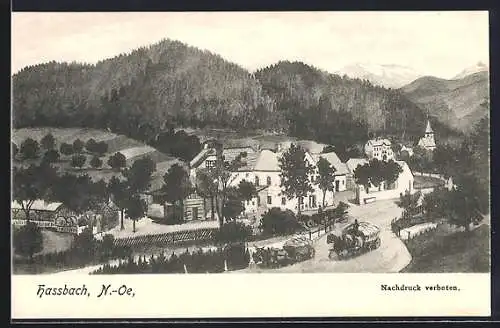 AK Hassbach, Ortspartie mit Pferdewagen