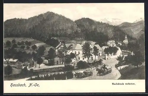 AK Hassbach, Ortspartie mit Pferdewagen