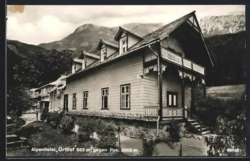 AK Breitenstein am Semmering, Alpenhotel Orthof gegen Rax