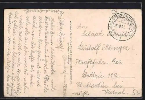 AK Blaindorf /Gross-Steinbach, Strassenpartie mit Kirche