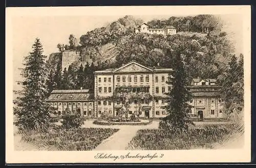 Künstler-AK Salzburg, Haus in der Arenbergstrasse 2