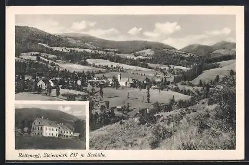 AK Rettenegg /Steiermark, Gasthof zur Post, Panorama
