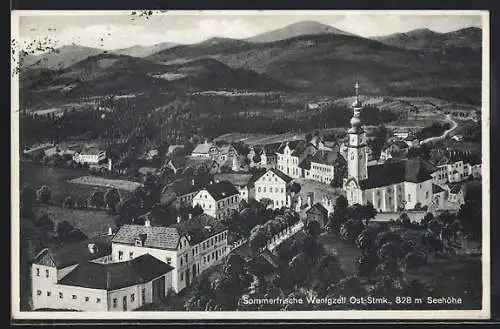 AK Wenigzell, Ortsansicht mit Blick ins Land