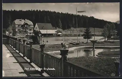AK Bad Edling, Ortspartie mit Teich