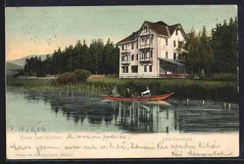 AK Erlafsee, Hotel Herrenhaus mit Boot