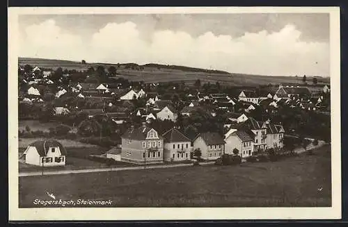 AK Stegersbach, Ortsansicht über die Dächer