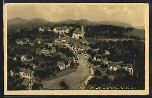 Künstler-AK Blaindorf /Gross-Steinbach, Strassenpartie mit Kirche