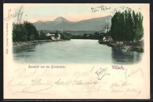 AK Villach, Aussicht von der Draubrücke