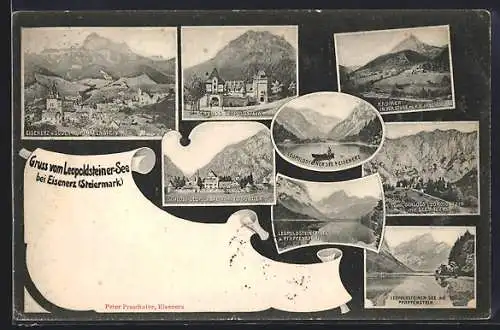 AK Eisenerz, Schloss Leopoldstein mit Seemauern, Pfaffenstein