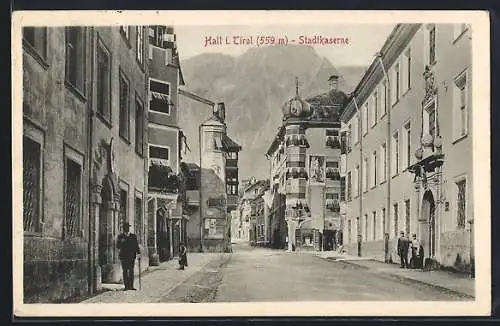 AK Hall, Strasse mit Stadtkaserne