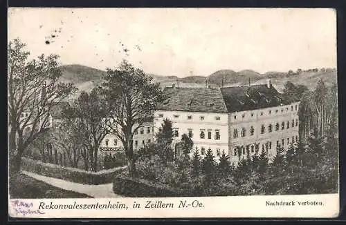 Künstler-AK Zeillern /N.-Oe., Rekonvaleszentenheim mit Strassenpartie