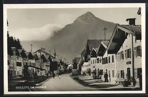 AK Golling bei Salzburg, Strassenpartie mit Geschäften