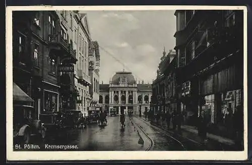 AK St. Pölten, Strasse Kremsergasse mit Apotheke