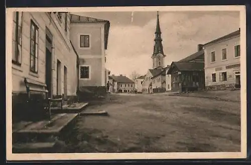 AK Ulrichsberg, Strassenpartie mit Blick zur Kirche