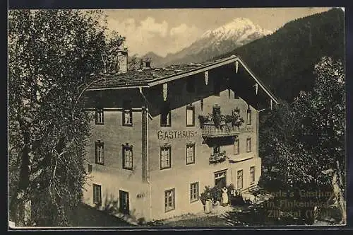 AK Finkenberg /Zillertal, Eberles Gasthaus aus der Vogelschau