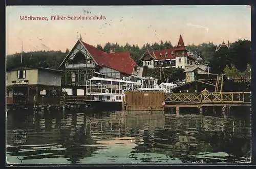 AK Wörthersee, Militär-Schwimmschule vom Wasser aus