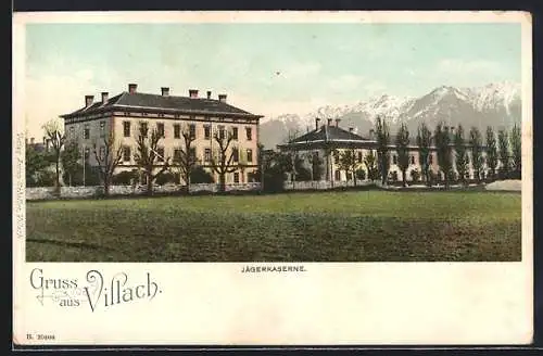 AK Villach, Jägerkaserne, Panorama mit Bergen