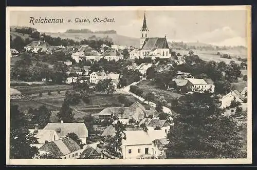 AK Reichenau a. Gusen, Totalansicht mit Kirche aus der Vogelschau