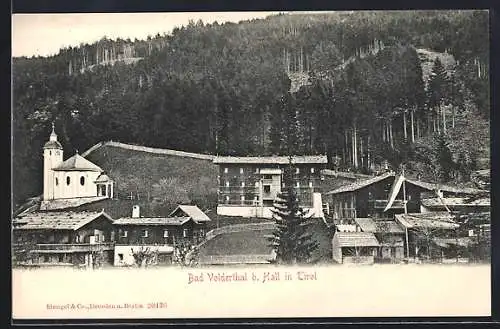 AK Bad Volderthal b. Hall in Tirol, Ortspanorama mit Kirche und Bergblick