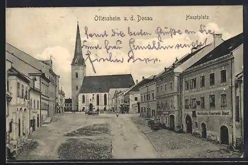 AK Ottensheim a. d. Donau, Hauptplatz mit Märktischem Feuerwehr Depot