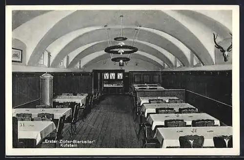 AK Kufstein, Gasthaus Erster Zipfer-Bierkeller, Innenansicht