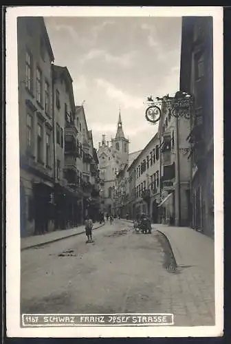 AK Schwaz, Franz Josef-Strasse mit Gasthaus