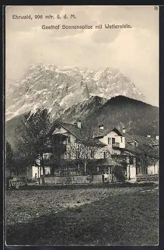 AK Ehrwald, Gasthof Sonnenspitze mit Wetterstein