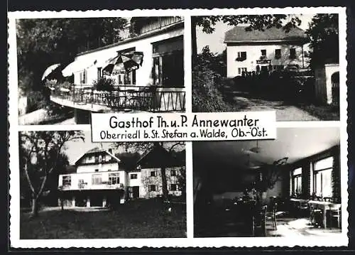AK Oberriedl b. St. Stefan, Gasthof Th. u. P. Annewanter, Innenansicht, Balkon