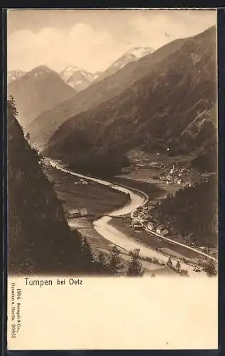 AK Tumpen bei Oetz, Blick auf den Ort und ins Tal