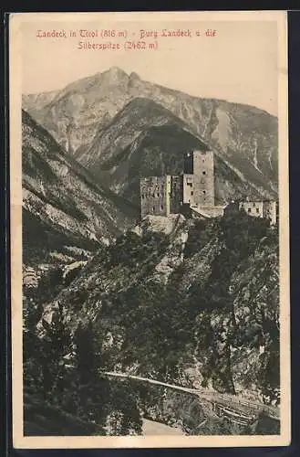 AK Landeck in Tirol, Burg Landeck u. die Silberspitze