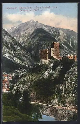 AK Landeck /Tirol, Burg Landeck u. die Silberspitze