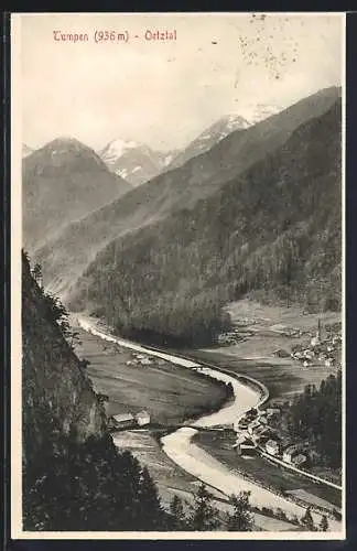 AK Tumpen /Oetztal, Ortsansicht mit Fluss aus der Vogelschau