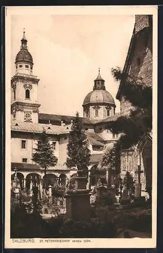 AK Salzburg, St. Peterfriedhof gegen Dom